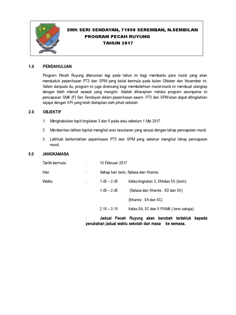 Kertas Kerja Program Pecah Ruyung Pdf