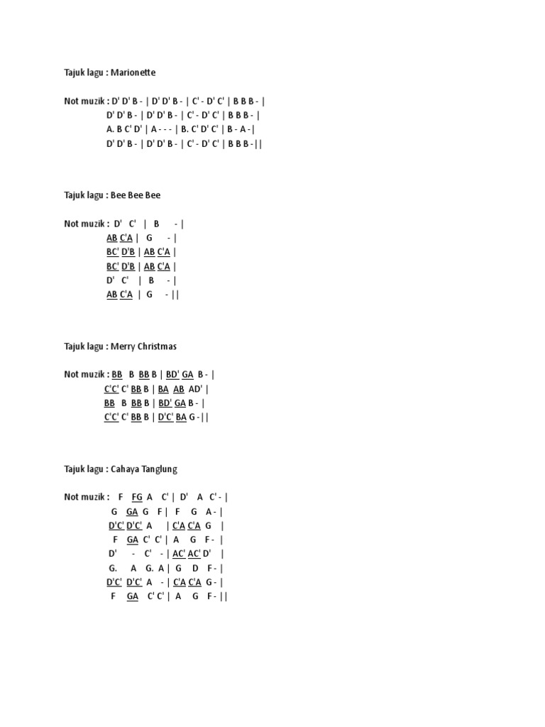 Not Lagu Rekorder | PDF