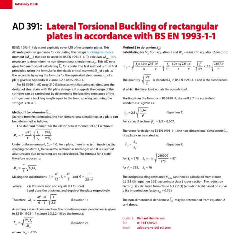 Lateral Torsional Buckling of Rectangular Plates: Providing Guidance ...