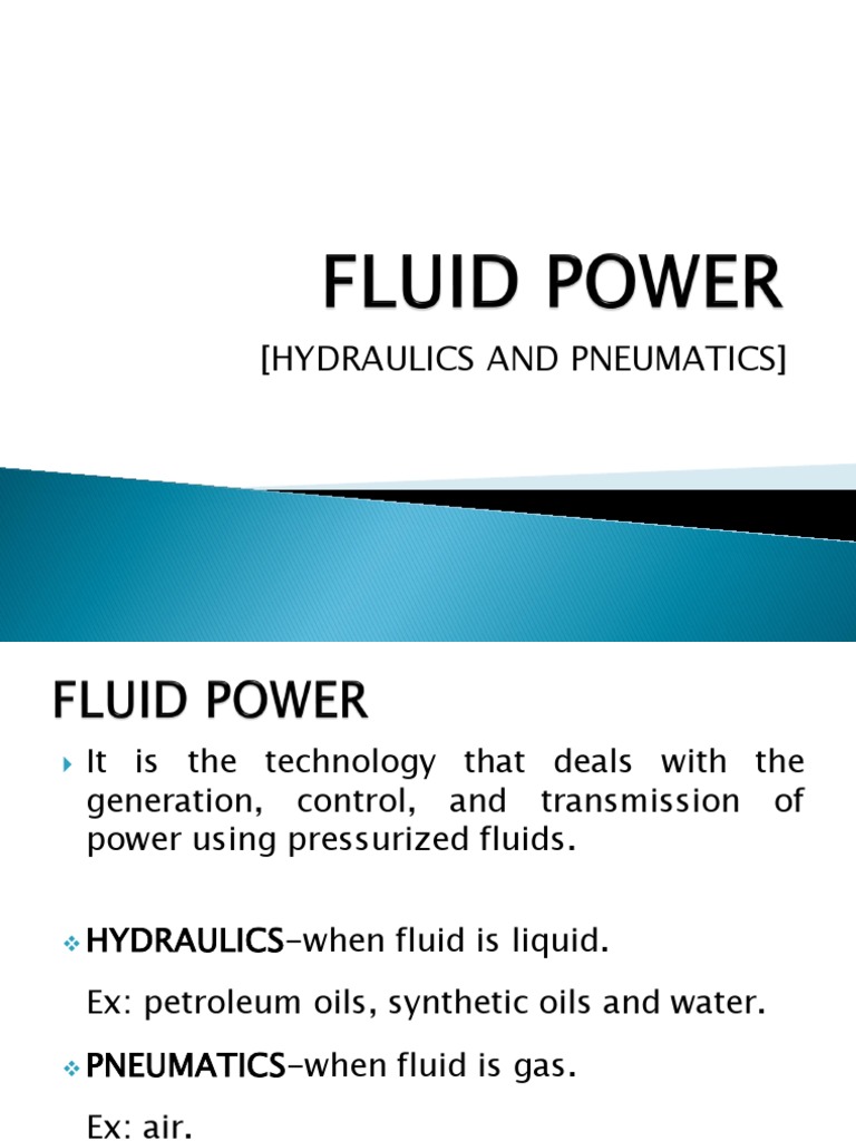 Fluid Power PDF Fluid Dynamics Liquids