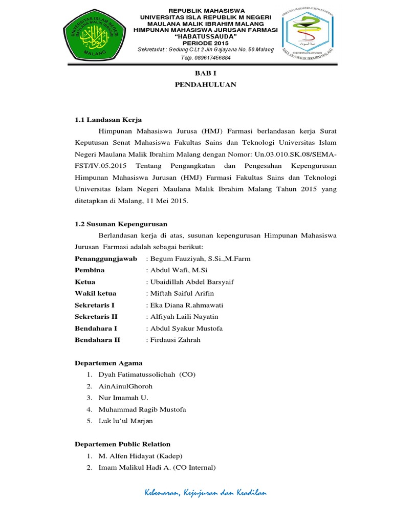 Bab I Lpj Hmj Farmasi Bab I Lpj Hmj Farmasi