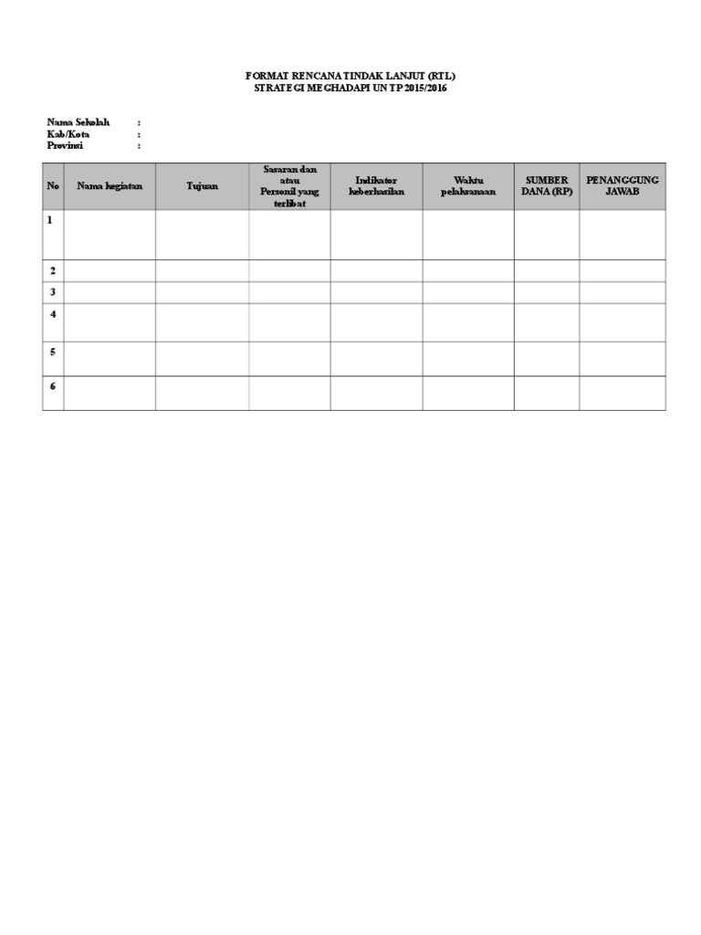 Format RTL | PDF | Karier & Perkembangan | Bisnis