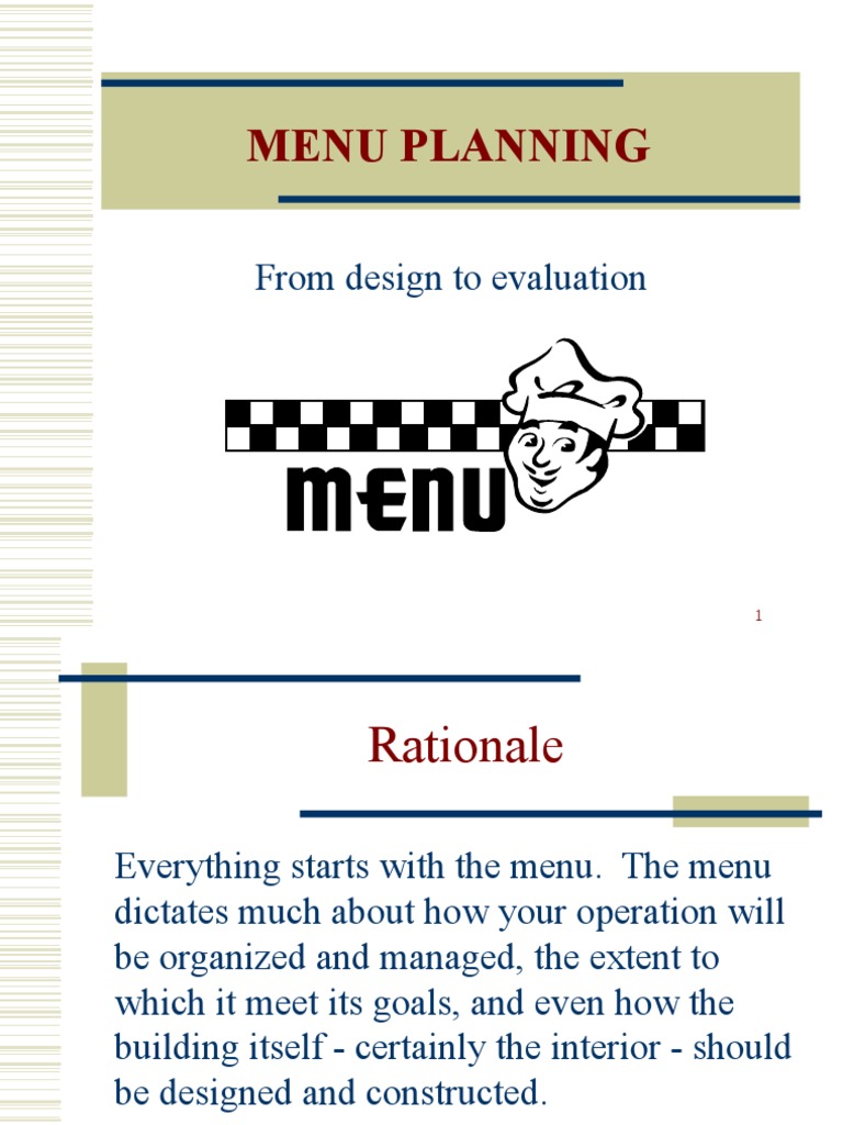 Menu Planning: From Design To Evaluation | PDF | Menu | Lunch