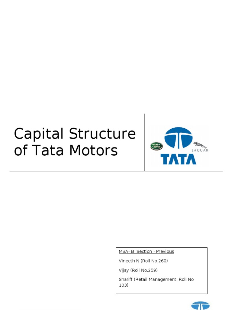 Project Report on Capital Structure of Tata