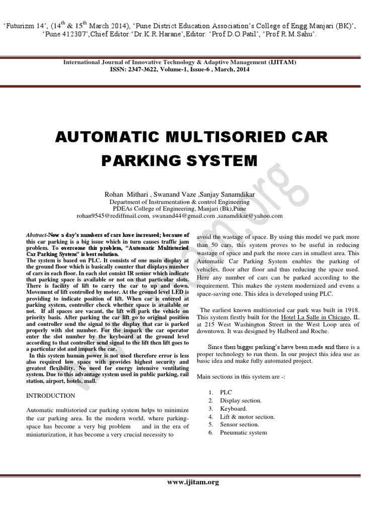 Automatic Multisoried Car Parking System | PDF | Programmable Logic ...