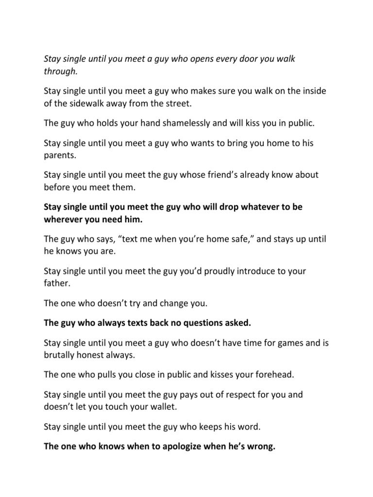 Stay Single Until You Meet A Guy Who Opens Every Door You Walk Through ...