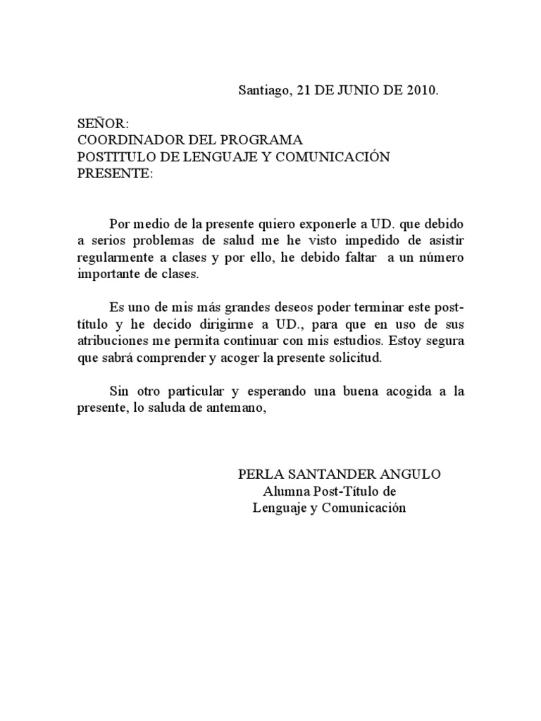 Ejemplo De Cartas Pdf Santiago