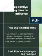 Ang Pamilya Bilang Likas Na Institusyon