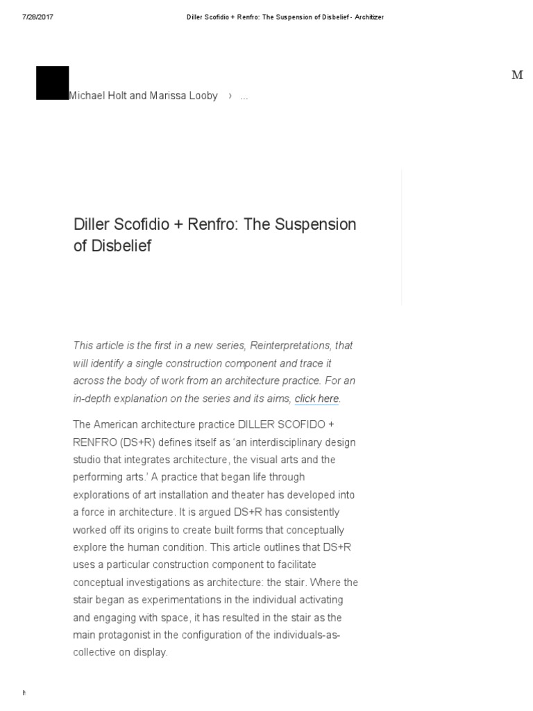 Diller Scofidio + Renfro The Suspension of Disbelief Architizer PDF