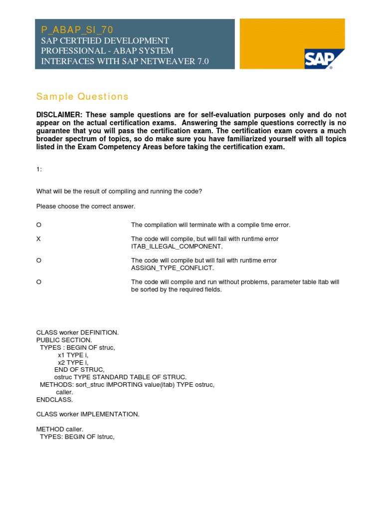 P ABAP SI 70 Sample | PDF | Software Engineering | Computer Engineering