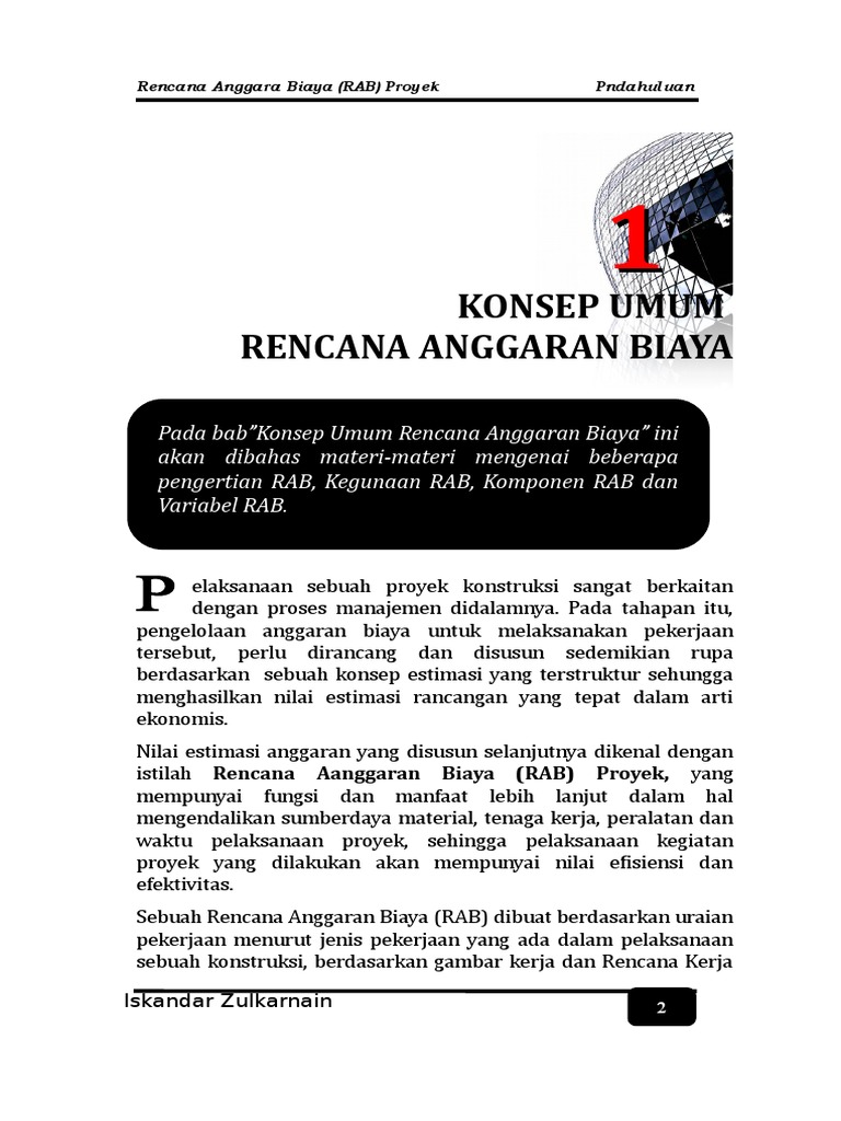 Pengertian dan Manfaat RAB Proyek | PDF