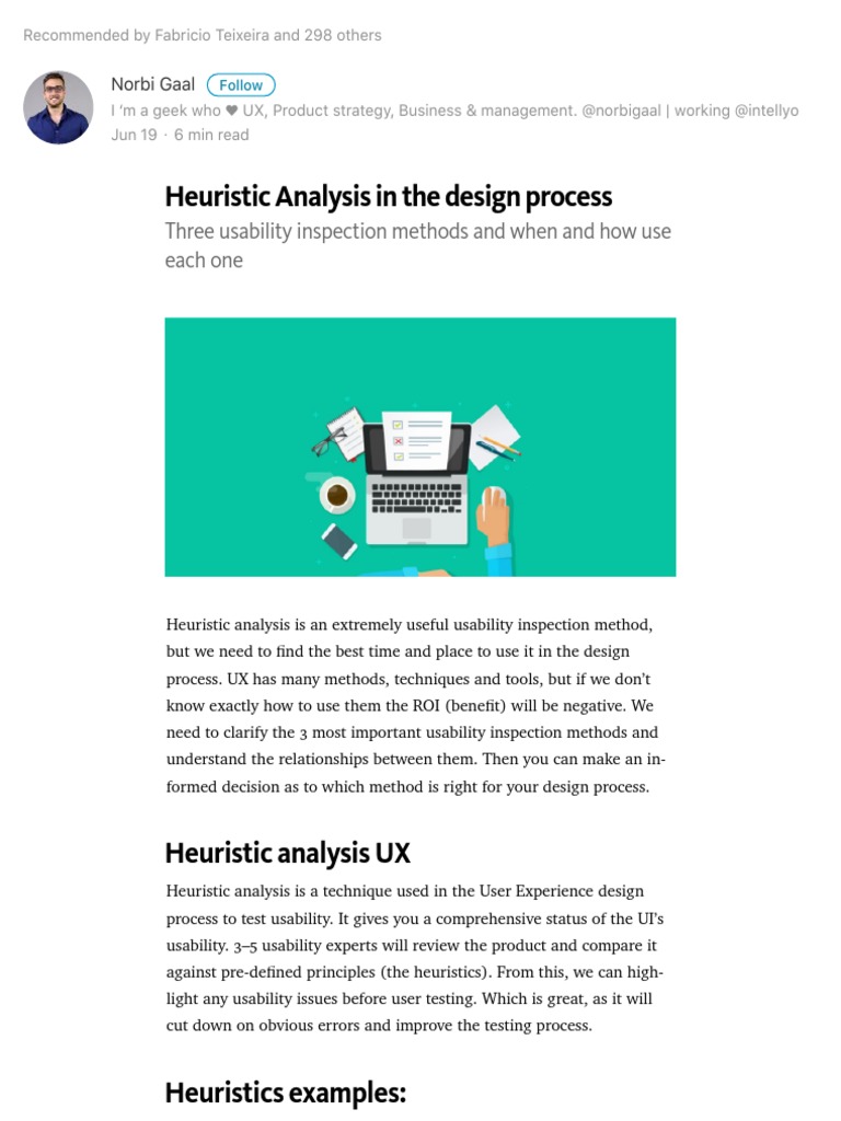 Heuristic Analysis for UX Design Process | PDF | Usability | User ...