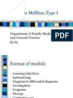 Diabetes Mellitus Type I DMI: Department of Family Medicine and General Practice Rcsi