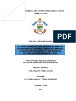 El Juego Simbólico para Mejorar El Nivel de Autoestima en Niños y Niñas de 5 Años de La I.E. #189, Barrio La Victoria - Huicungo, 2017