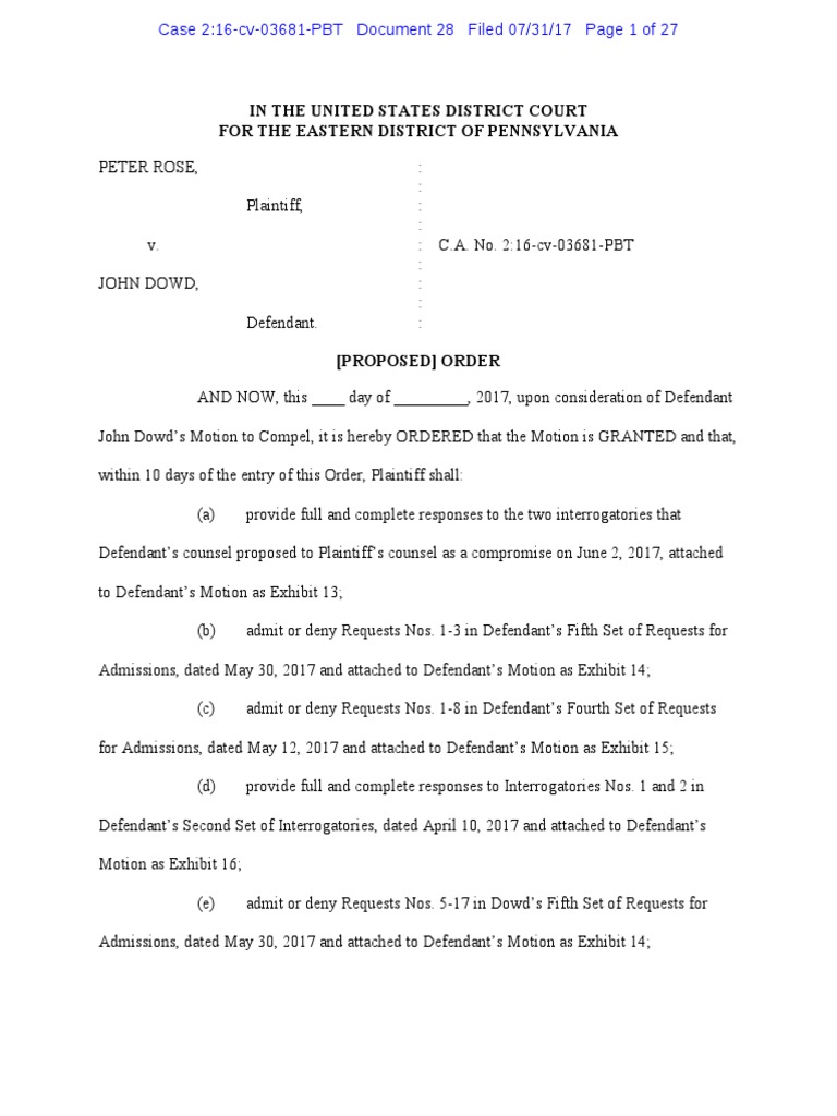 Federal defamation lawsuit Interrogatories Discovery (Law)