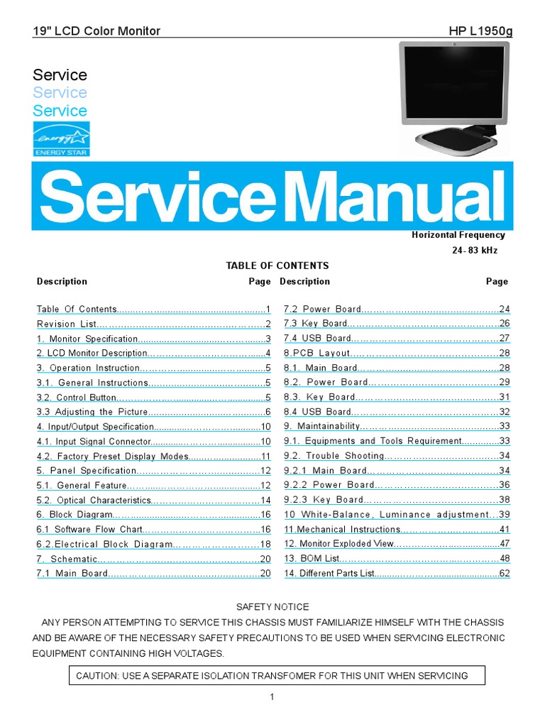 Monitor HP L1950g PDF | PDF | Computer Monitor | Display Technology