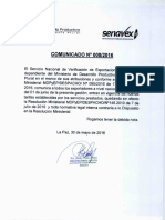 Comunicado N006/2016 Ministerio de Desarrollo Productivo