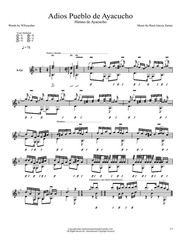 Adios Pueblo De Ayacucho Partitura Pdf Pdf