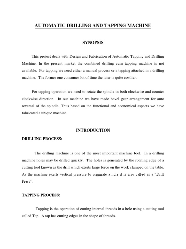 Automatic Drilling and Tapping Machine | PDF | Drill | Drilling