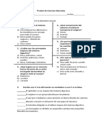 Prueba de Ciencias Naturales