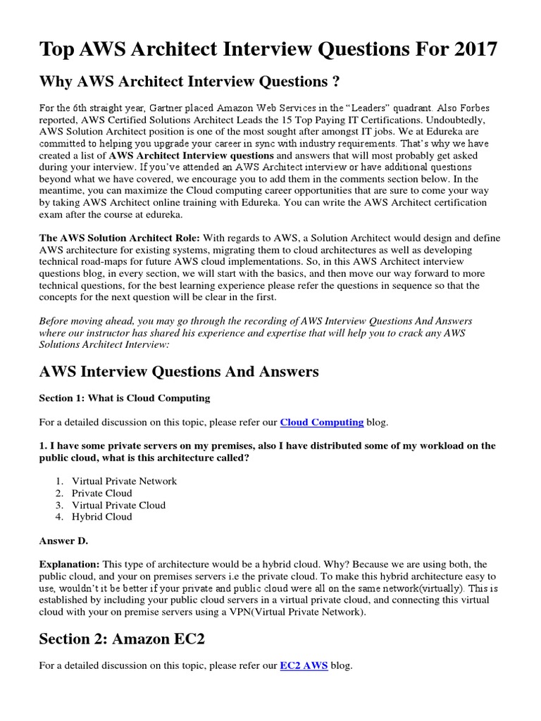 AWS Interview Question PDF Scalability Cloud Computing