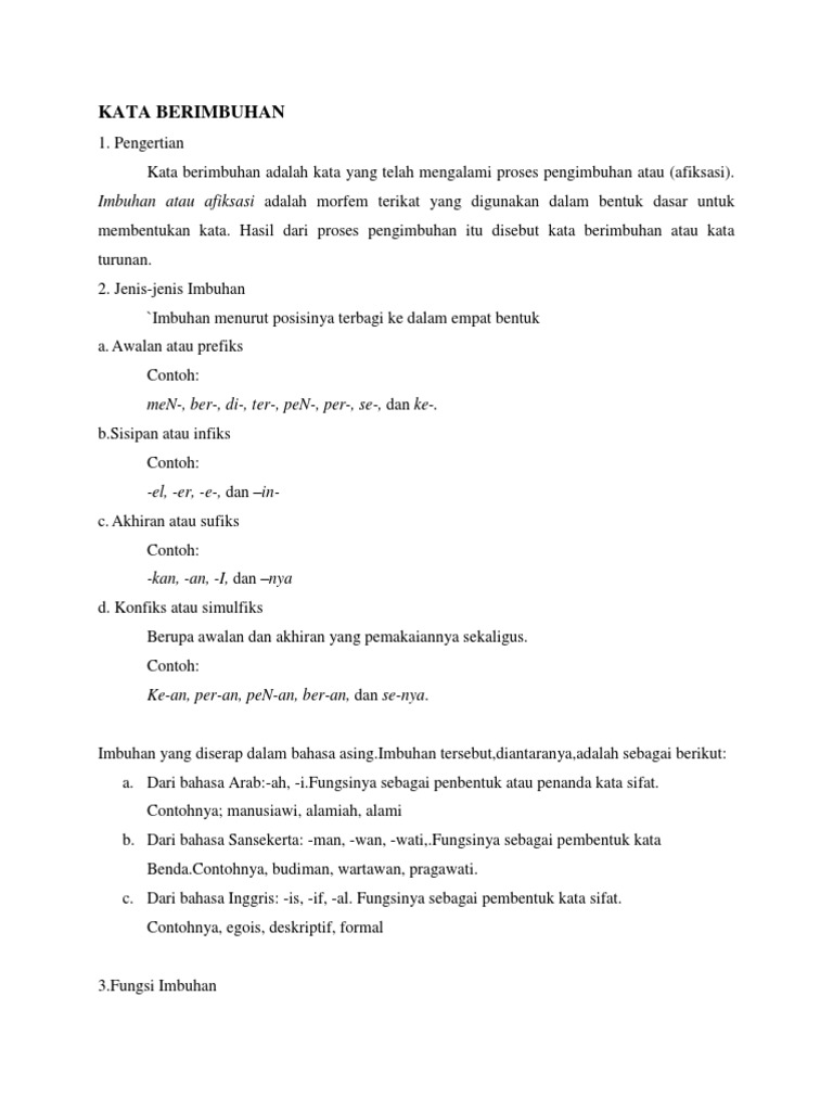 Kata Berimbuhan Frase Idiom Kalimat Tunggal Kalimat Majemuk