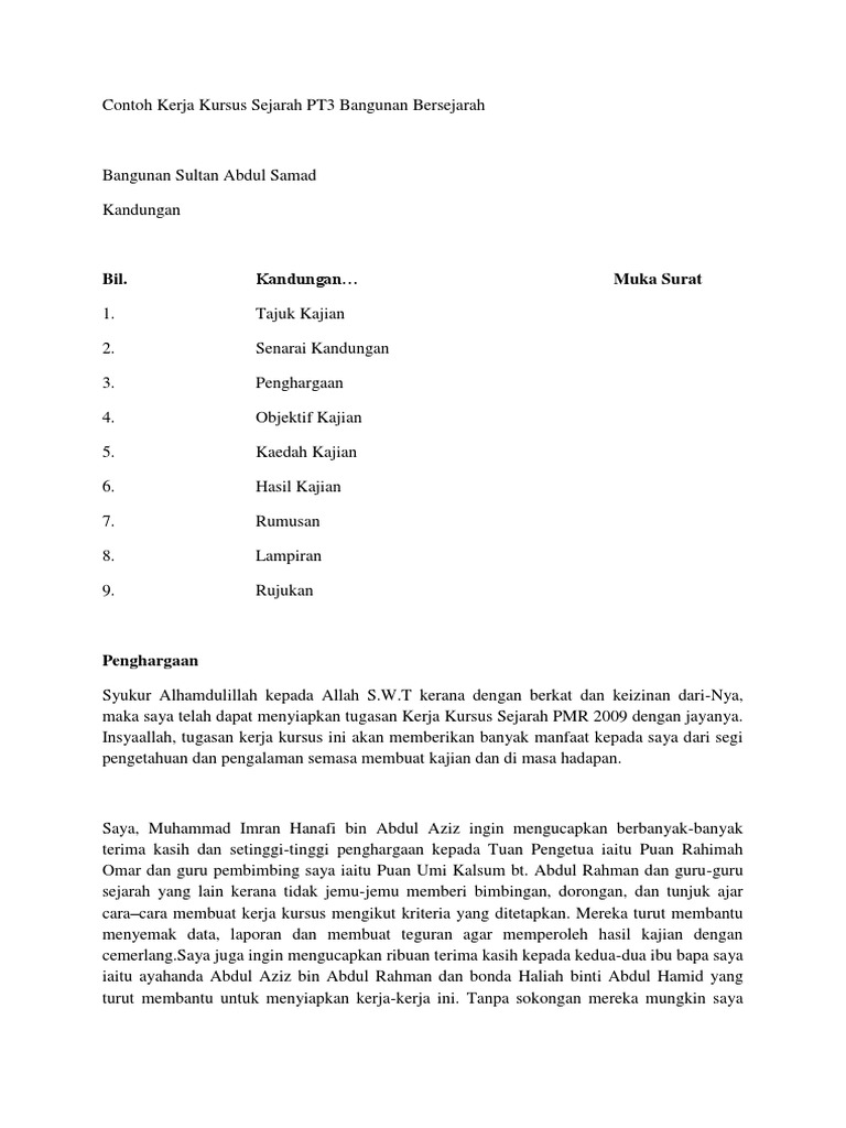 Tugasan Kerja Kursus Sejarah Pt3 2019 Contoh Jawapan Bahan Rujukan Nice Day