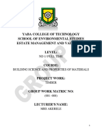 Yaba College of Technology School of Environmental Studies Estate Management and Valuation Level