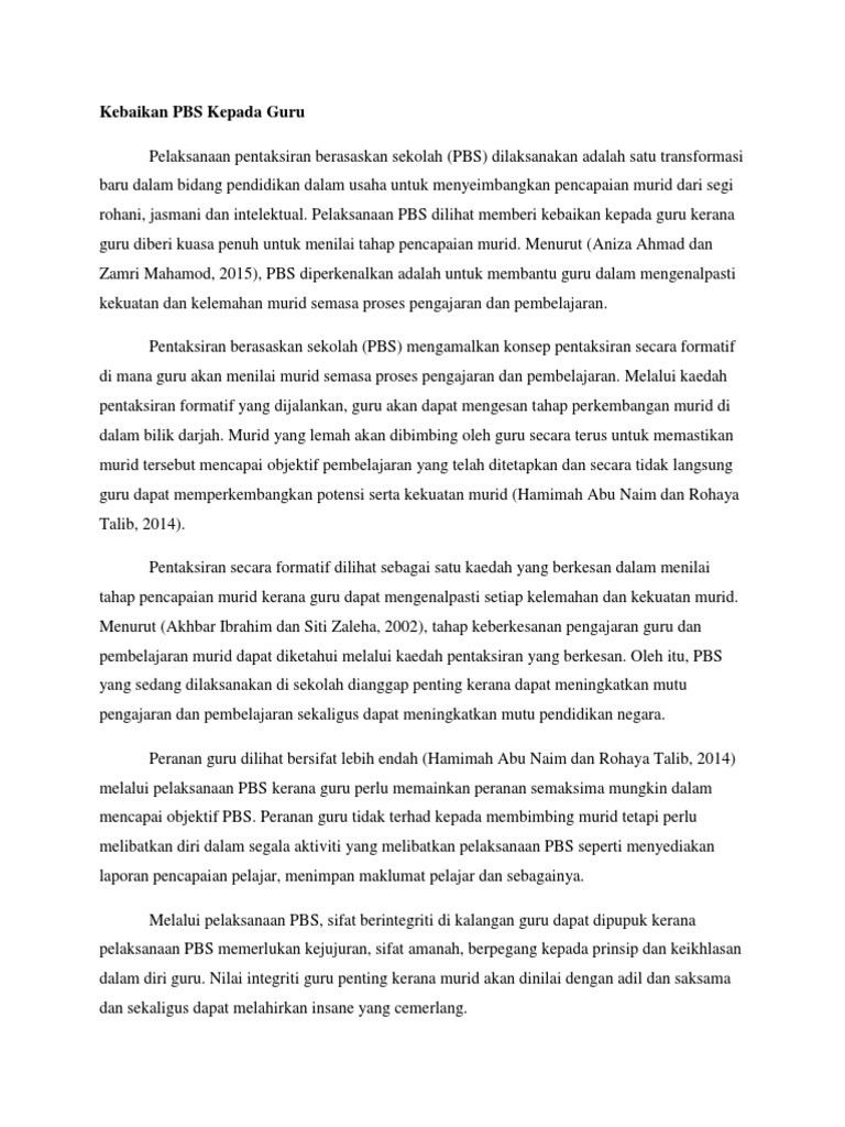 Kebaikan Pbs Kepada Guru Pdf