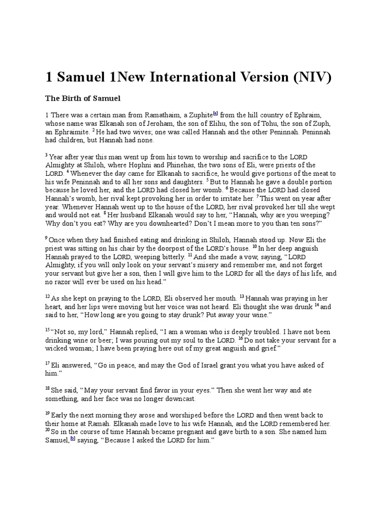 1 SAMUEL 1 NIV intelligence overview