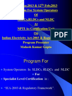 Indian Electricity Act-2003 & Regulatory Aspects Program