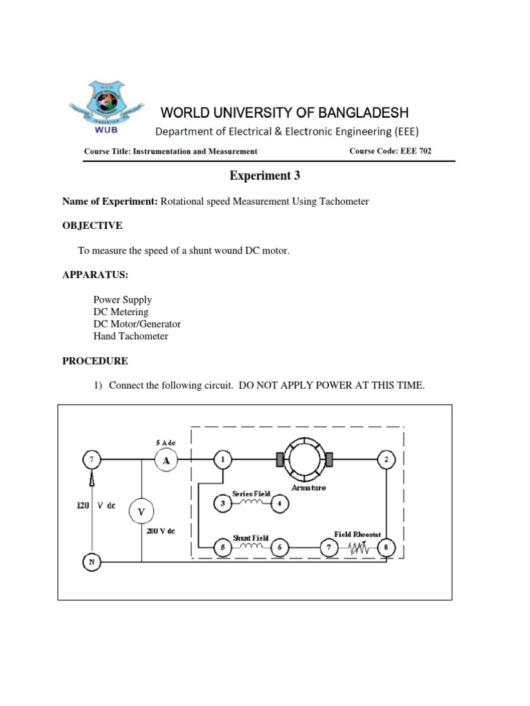 DC Motor Speed Measurement Guide | PDF | Teaching Methods & Materials ...