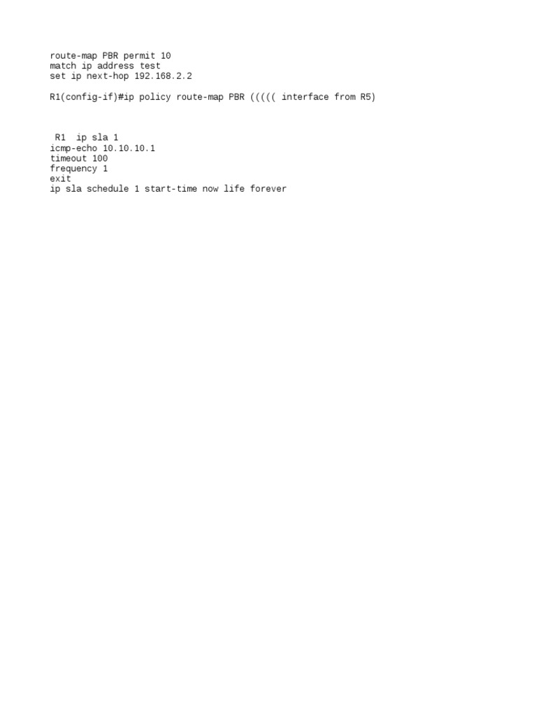 Route map pbr permit 10 match ip address test set ip next hop 192 168 2