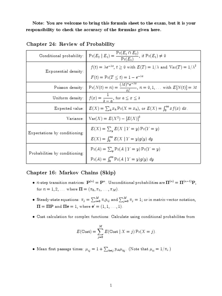 Formulas Hl 9e 11 10 31 Pdf Variance Statistical Theory