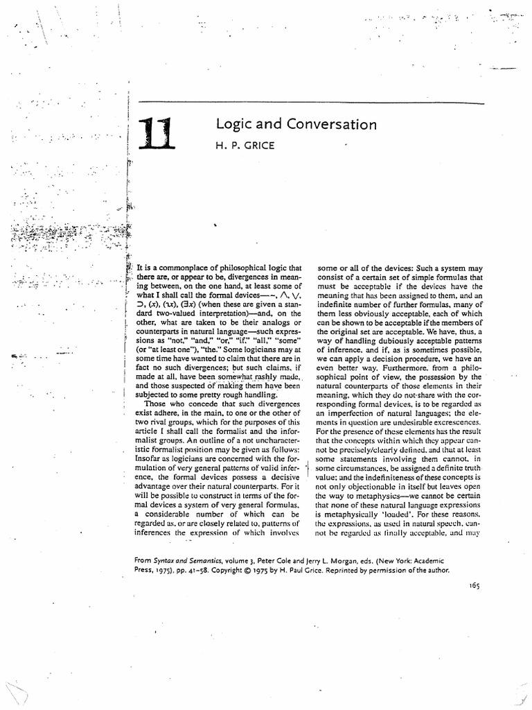 Grice h p logic and conversation pdf