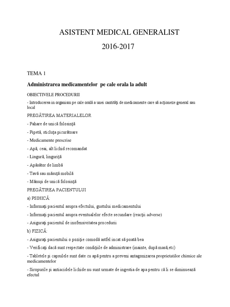 Teste Asistent Medical Generalist Asistent Medical Generalist Teste | PDF