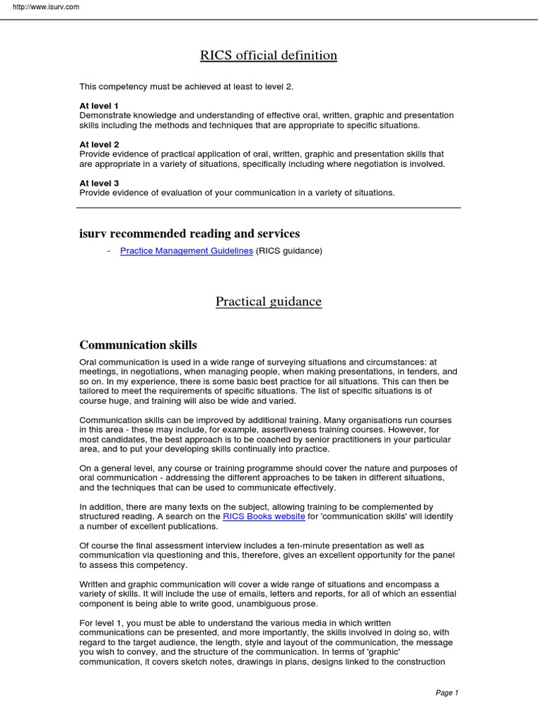 RICS Communication and Negotiation Skills | PDF | Competence (Human ...