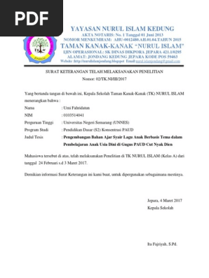 Surat Keterangan Penelitian