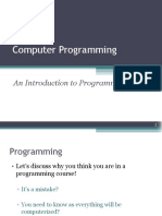 Computer Programming: An Introduction To Programming