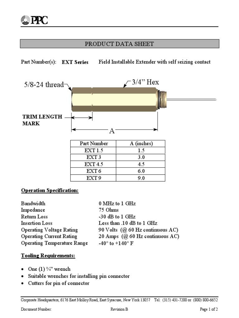 EXT Series Field Installable Extender Data | PDF | Science ...