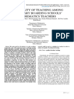 The Quality of Teaching Among Secondary Boarding Schools' Mathematics Teachers