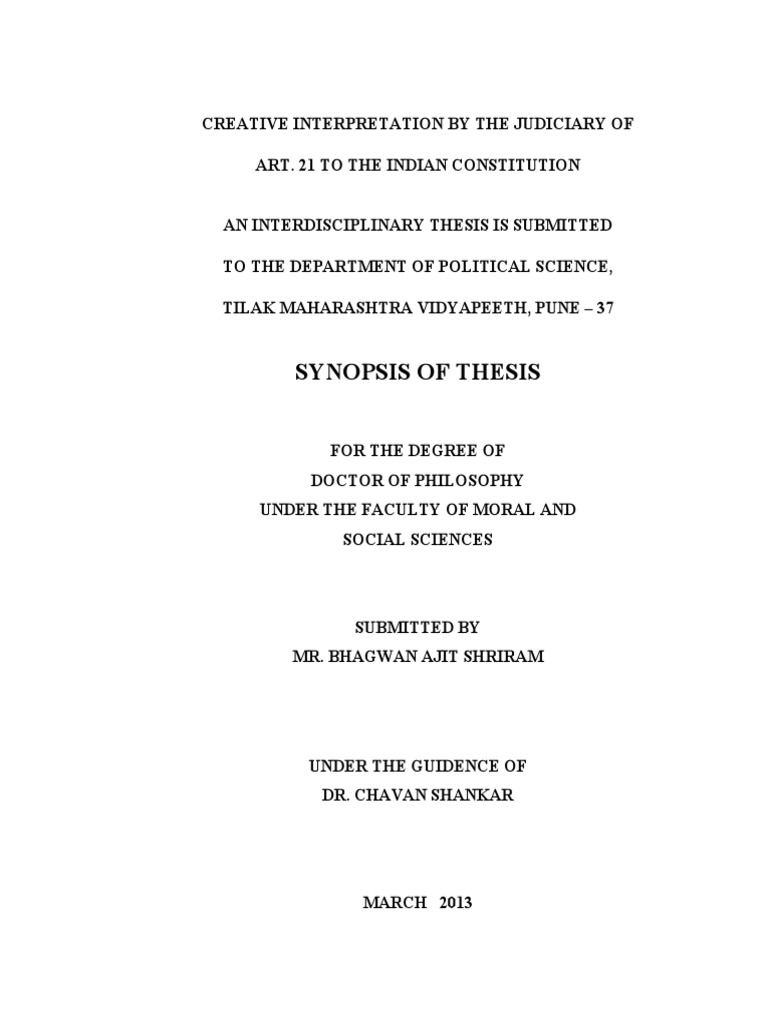 Synopsis Format | PDF | Judiciaries | Supreme Court Of India