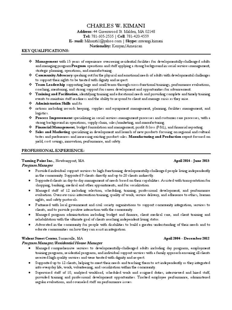 CHARLES Kimani CV - 52 PDF | PDF | Community | Sales