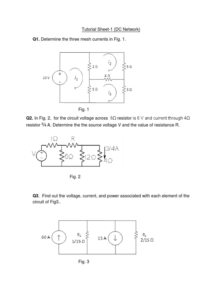 Tutorial Sheet 1 DC Network PDF Electrical Network Analog Circuits