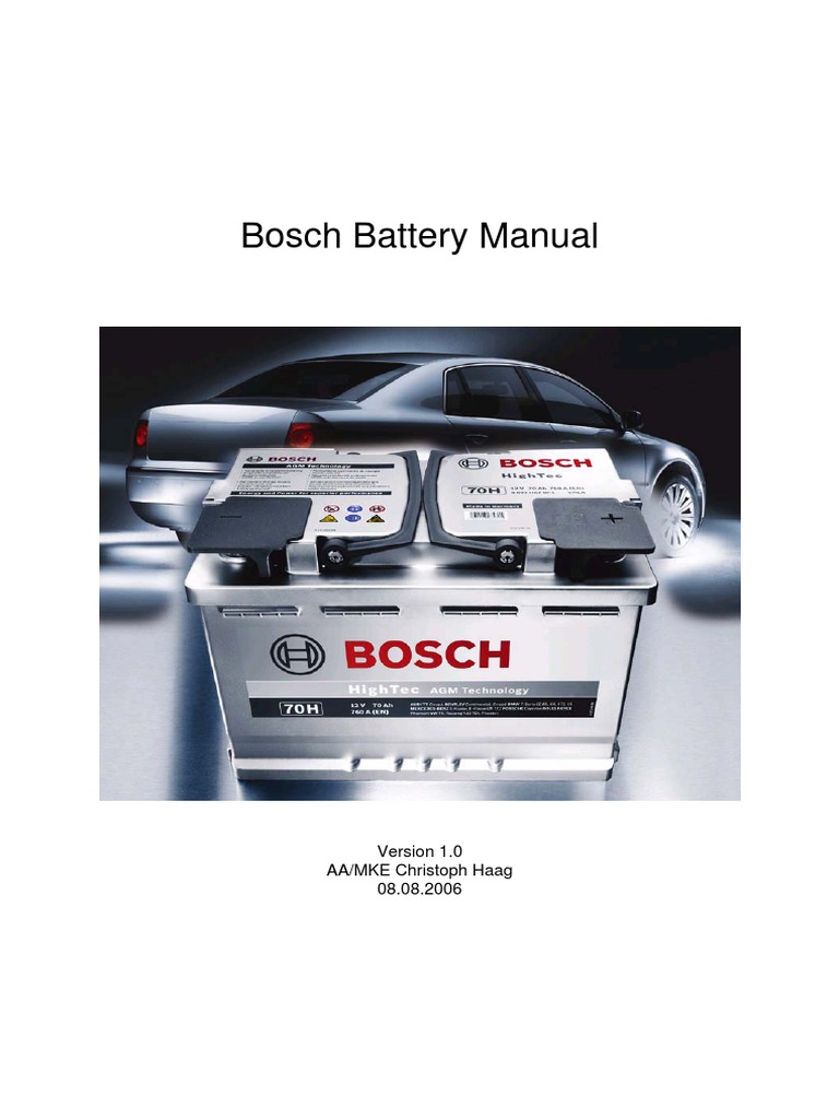 Bosch Battery Manual Overview | PDF | Battery (Electricity) | Battery ...