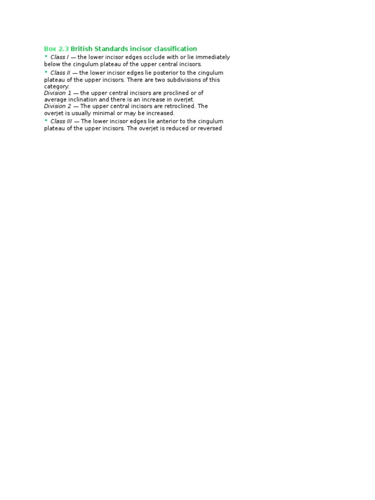 British Standards Incisor Classification | PDF