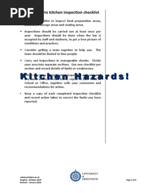 Kitchen Inspection Checklist