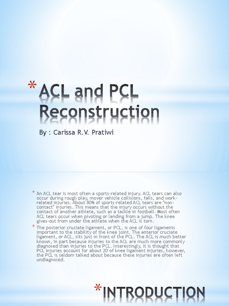ACL and PCL Reconstruction Overview | PDF | Knee | Joints