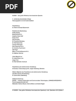 Das Grosse Worterbuch Duden Anleitung
