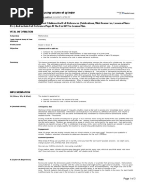 Volume of Cone Lesson Plan